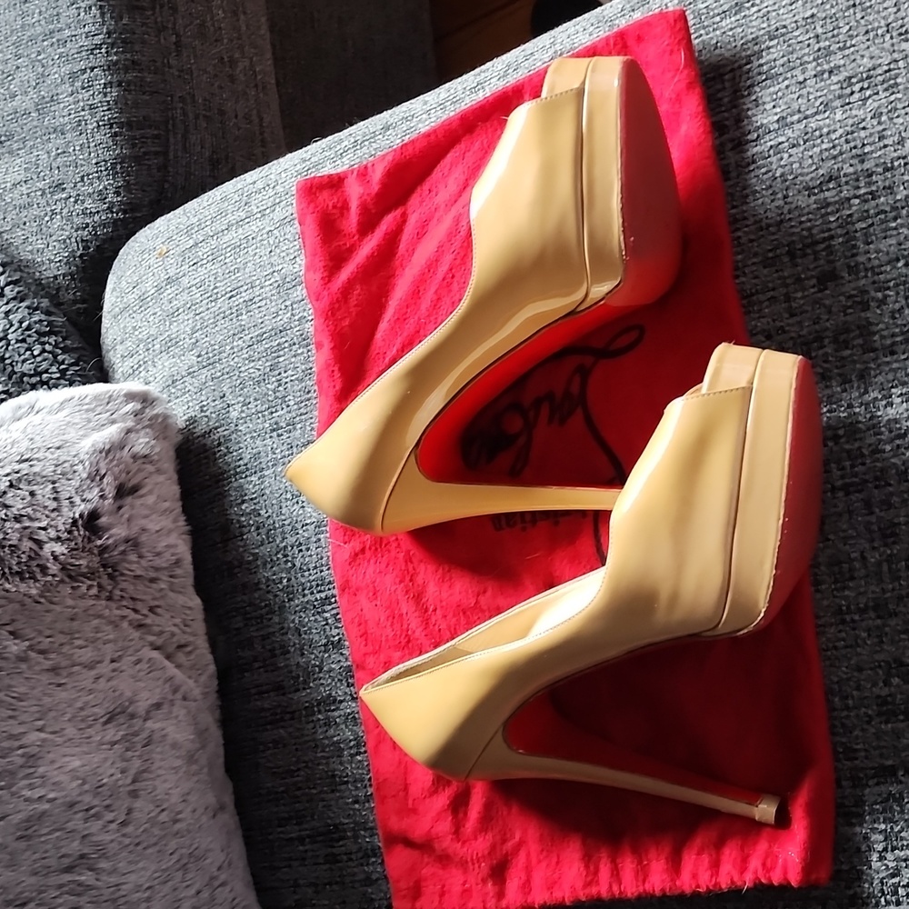 Christian Louboutin nude platforms